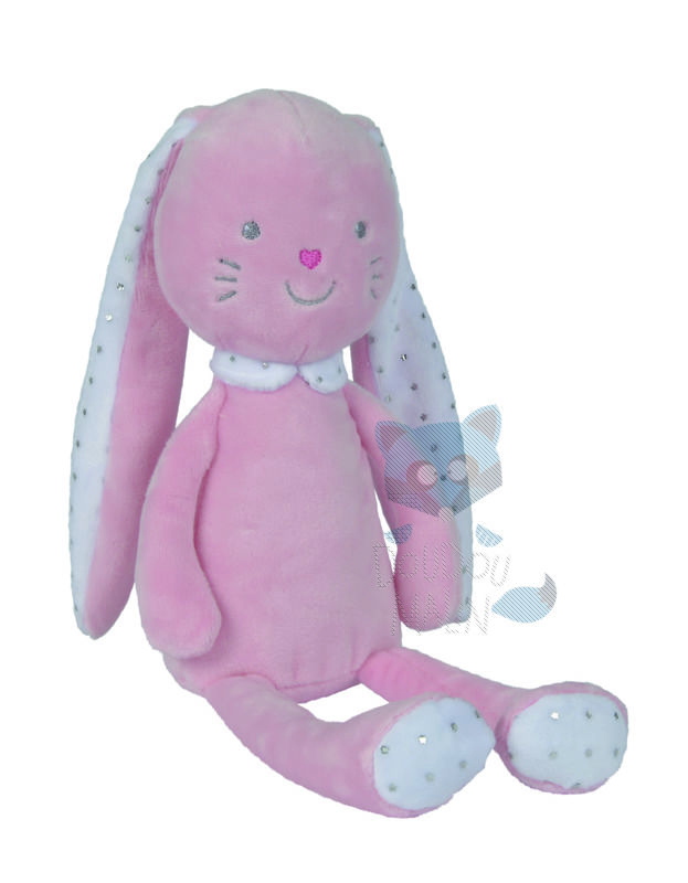  layette soft toy pink rabbit white star 